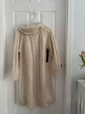 NWT Banana Republic Cream Cable Turtleneck Sweater Dress